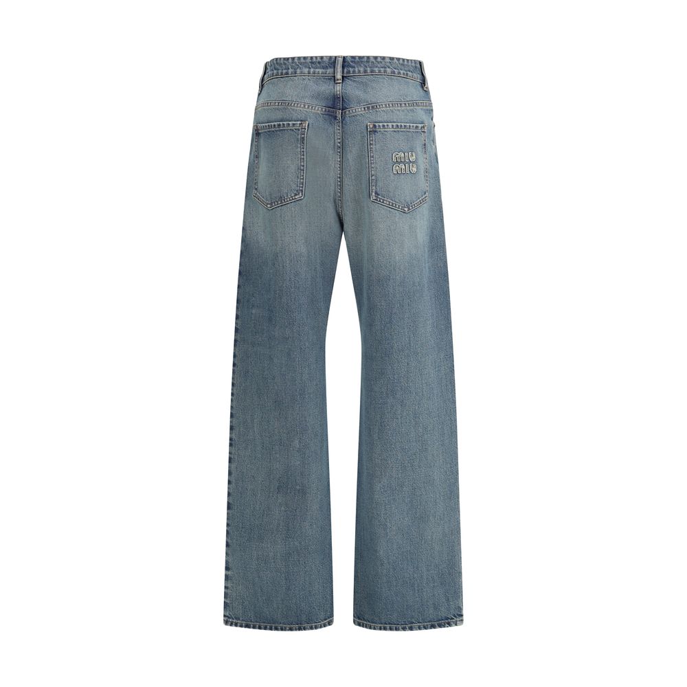 Miu Miu Stone-Washed Straight Leg Jeans