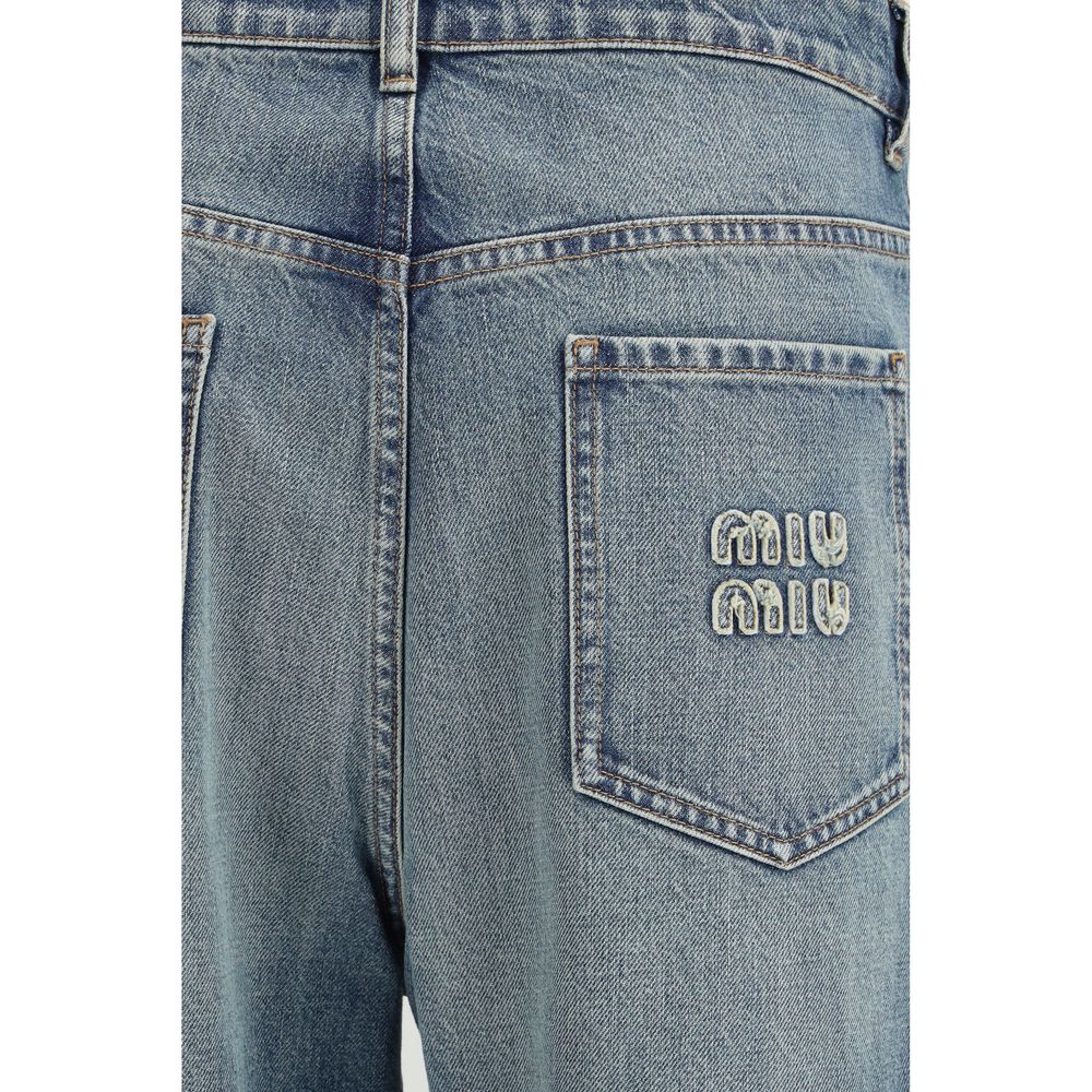 Miu Miu Stone-Washed Straight Leg Jeans