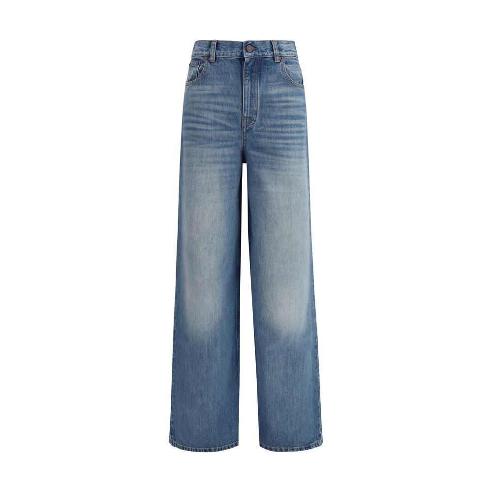 Chloé Blue Cotton High-Rise Wide-Leg Jeans