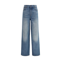 Chloé Blue Cotton High-Rise Wide-Leg Jeans