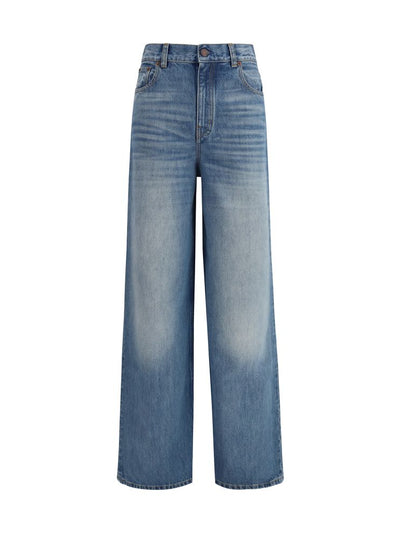 Chloé Blue Cotton High-Rise Wide-Leg Jeans
