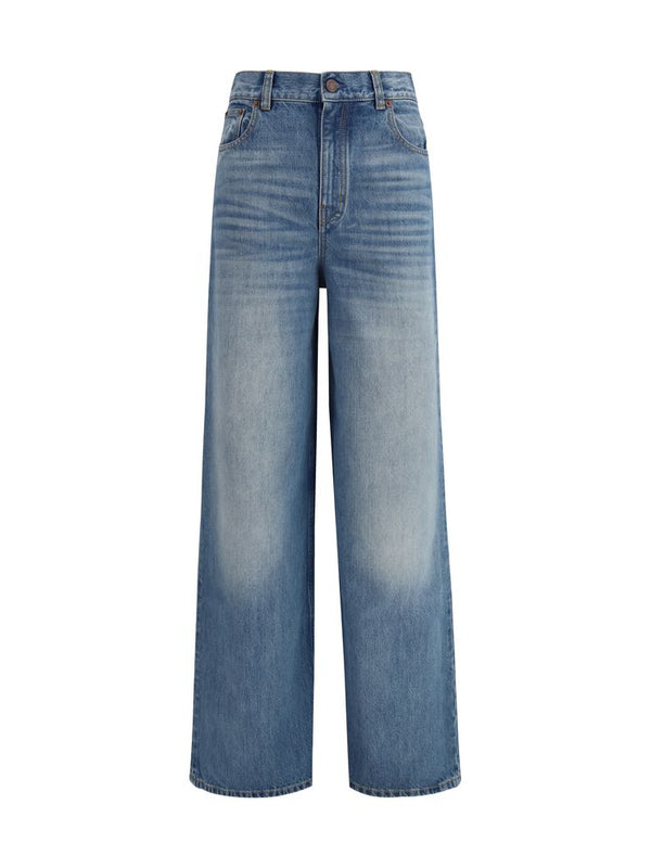 Chloé Blue Cotton High-Rise Wide-Leg Jeans