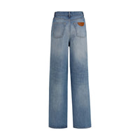 Chloé Blue Cotton High-Rise Wide-Leg Jeans
