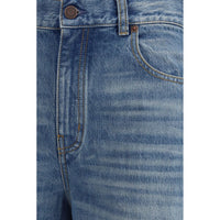 Chloé Blue Cotton High-Rise Wide-Leg Jeans