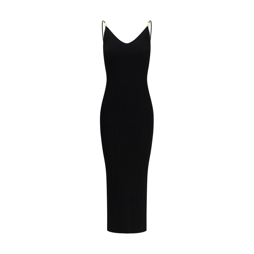 Versace Safety Pin Medusa Ribbed Slip Midi Dress