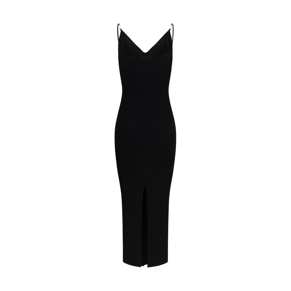 Versace Safety Pin Medusa Ribbed Slip Midi Dress