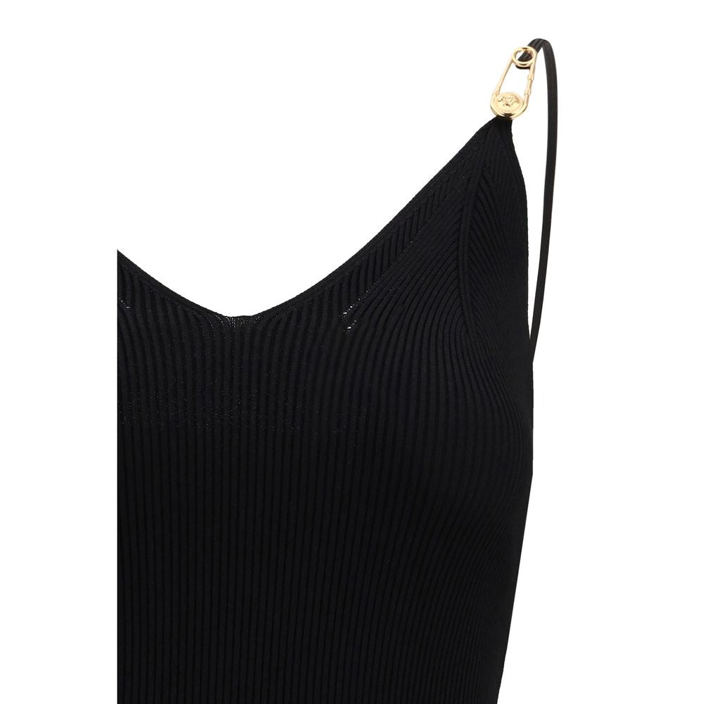 Versace Safety Pin Medusa Ribbed Slip Midi Dress